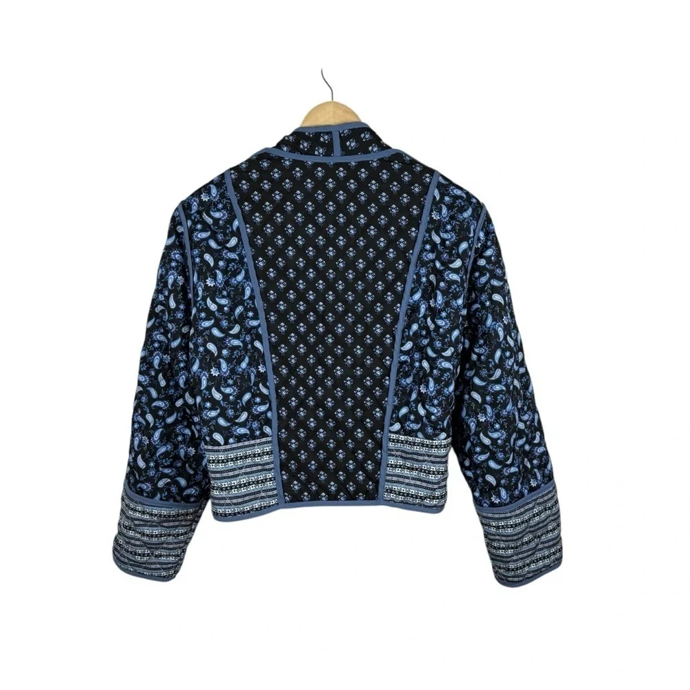 Women’s Reversible Quilted Paisley Boho Jacket in Blue/Pink Multi Size M
